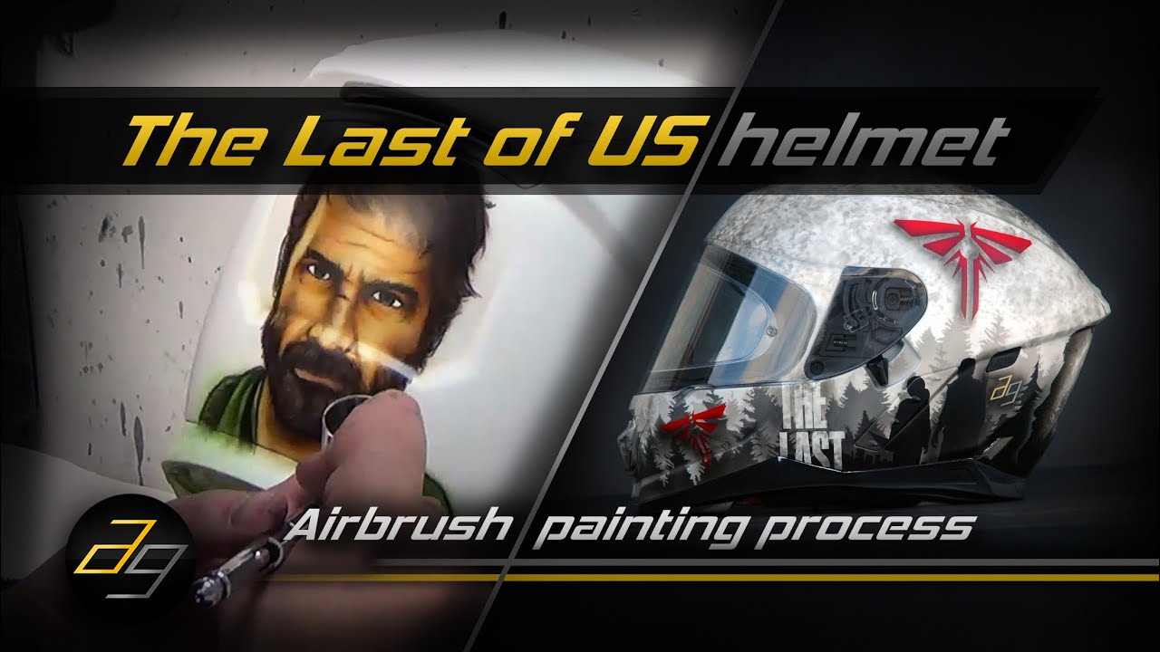 The Last of Us & Joel portrait motorcycle helmet | Airbrush timelapse custom painting art process