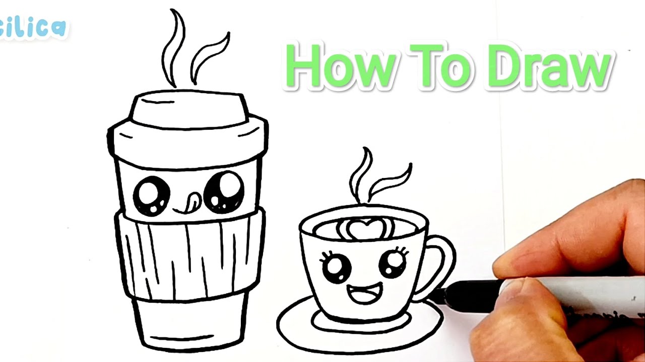 How To Draw Cute Coffee Cups - Easy Drawing