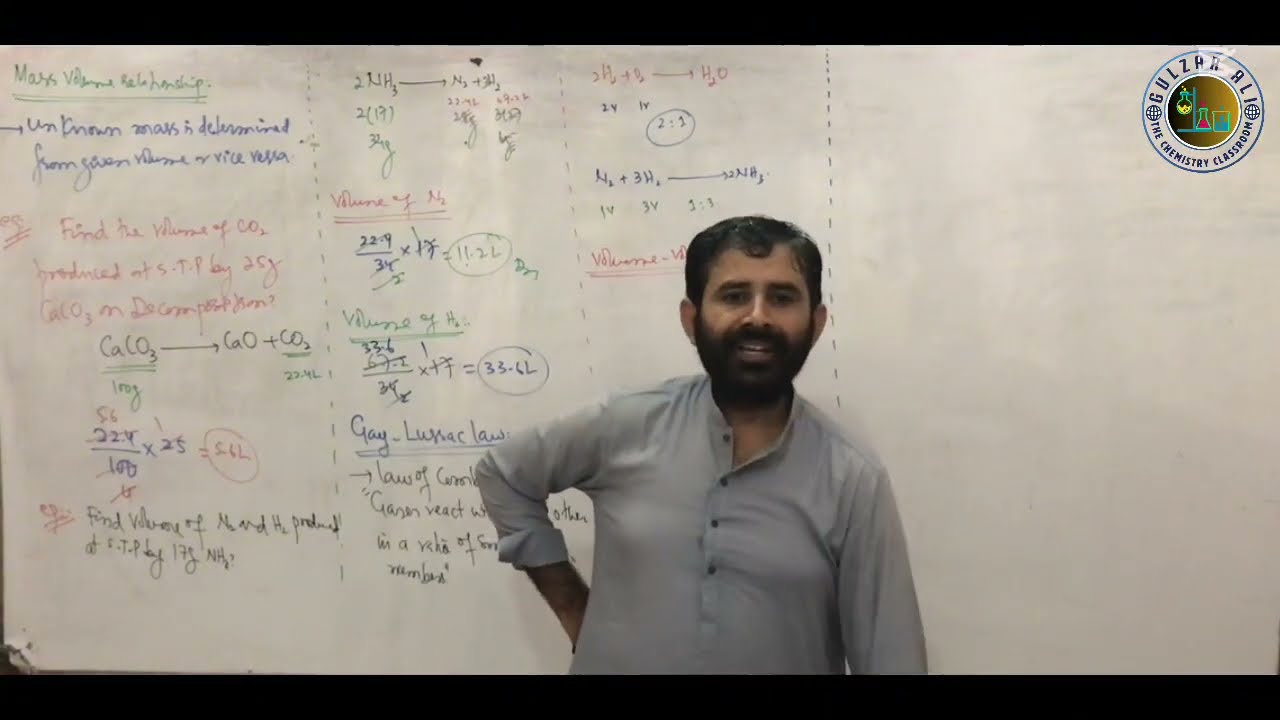 Stoichiometry||Mass-Volume relationship|| Sir Gulzar Ali