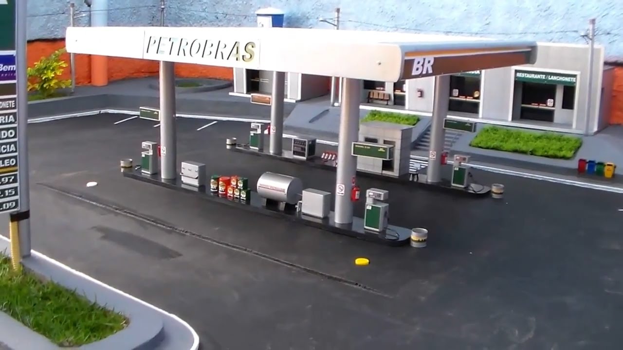 Miniatura POSTO DE GASOLINA - Feito de Madeira