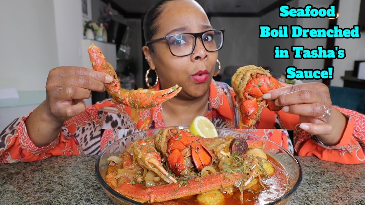 SEAFOOD BOIL DRENCHED IN MY WIFES FAVORITE SEAFOOD SAUCE!