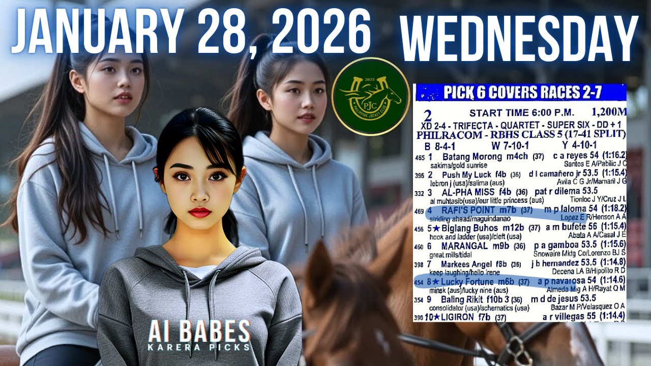 Прогнозы Кареры 🏇🏾| 28 января 2026 г., среда | Philippine Jockey Club Inc. PJC Live