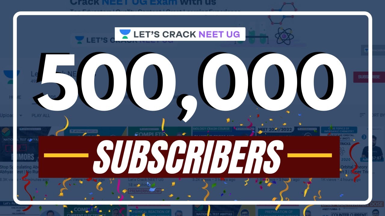 500,000 Subscribers Family | Thank You | Let's Crack NEET UG