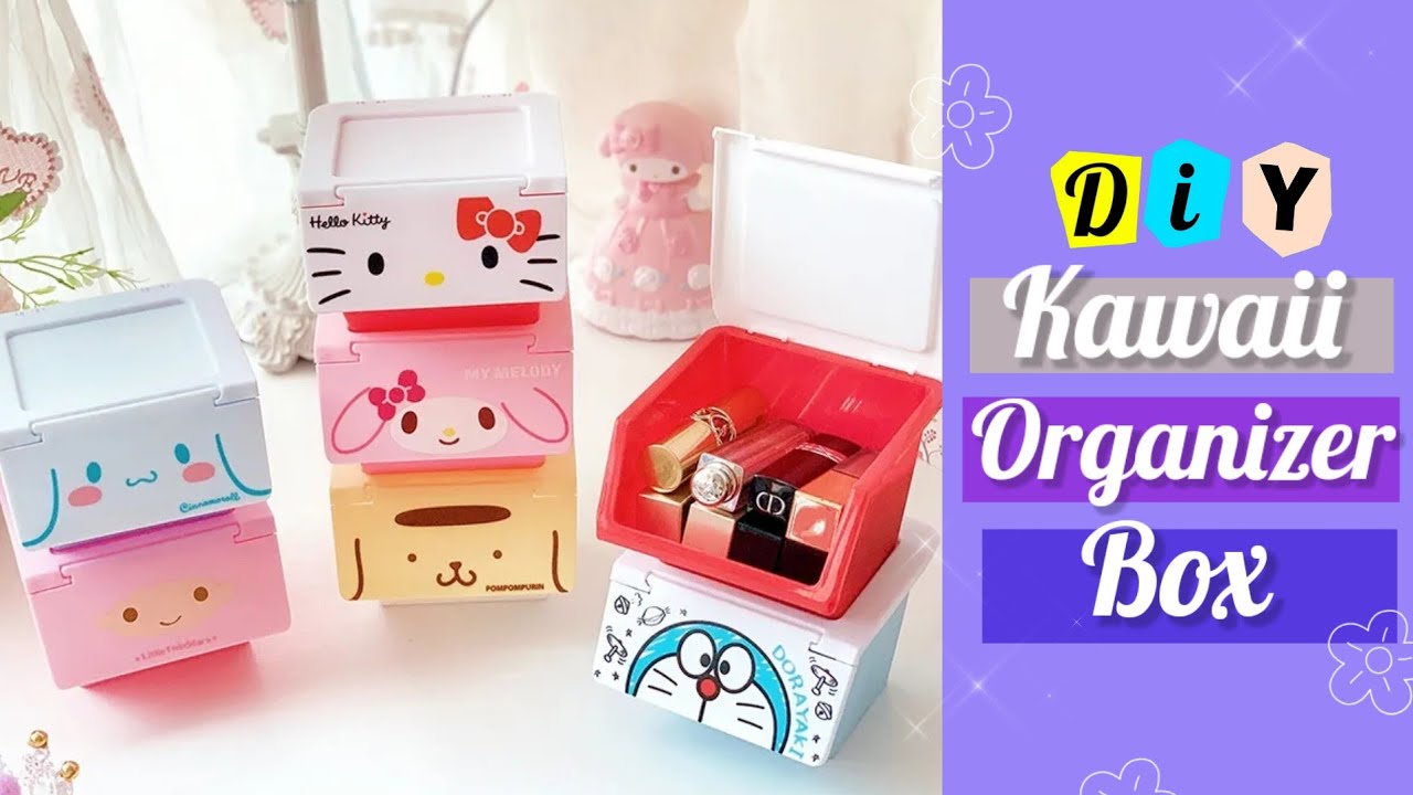 How to make kawaii organizer box / DIY cute organizer box / stationery