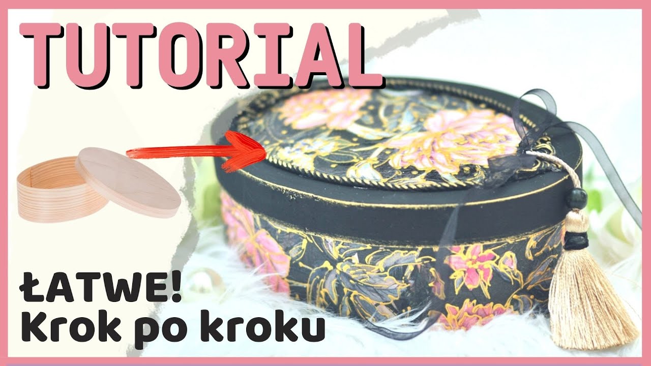 Decoupage pudełko z kwiatami na czarnym tle [TUTORIAL] No. 880