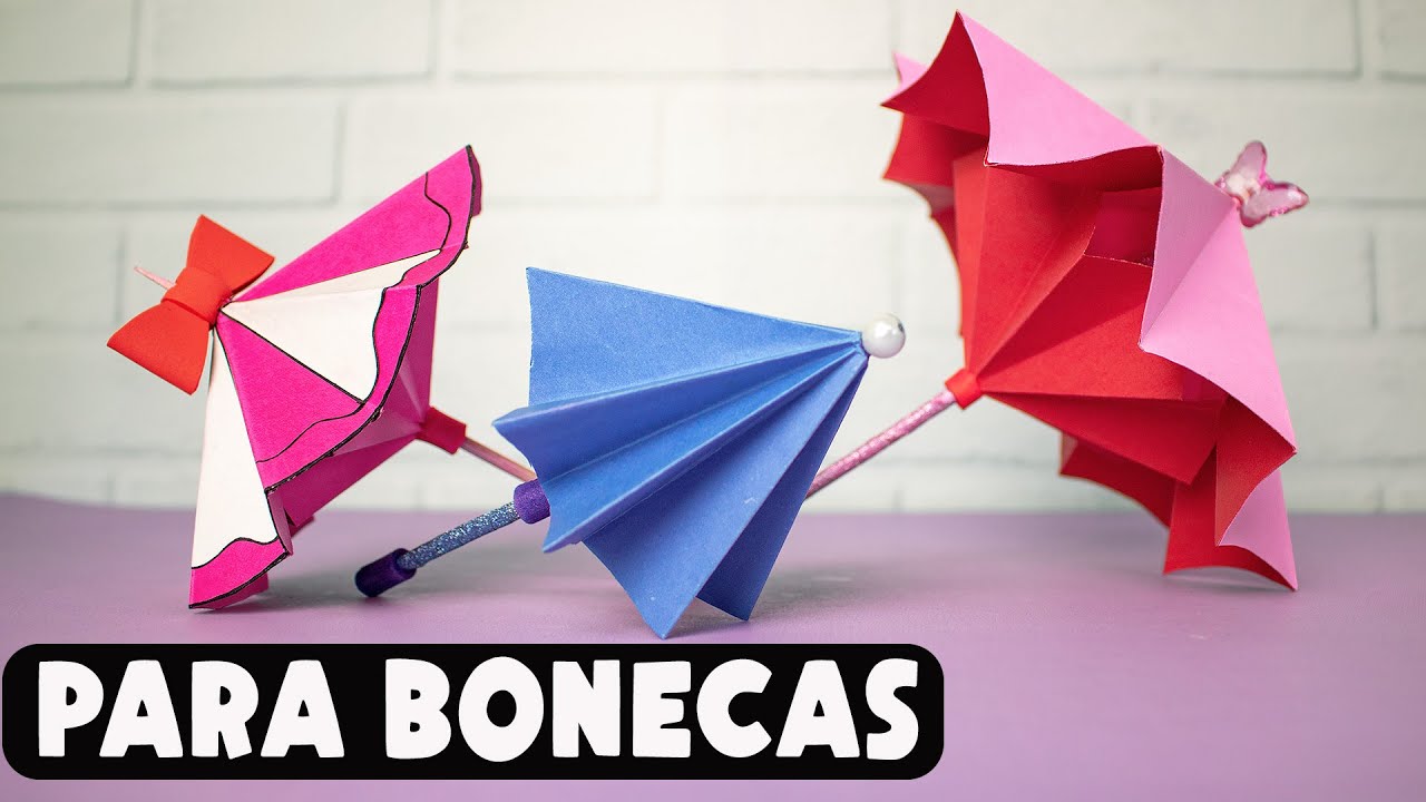 Como fazer Guarda-Chuva de papel ⛱ Sombrinha  Origame | Brinquedos para bonecas gastando pouco