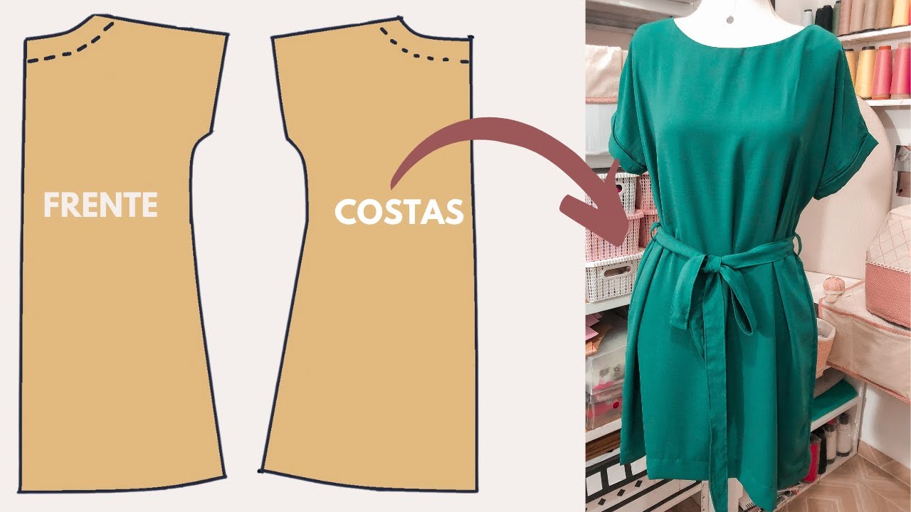 MODELAGEM VESTIDO MANGA JAPONESA - modelagem de vestido para iniciantes na costura e modelagem