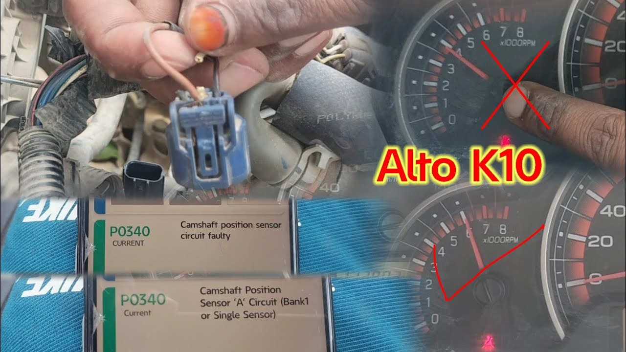 Alto k10. star ting long problem # pickup low  problem solve .dtc P0340 cam sansar circuit #.