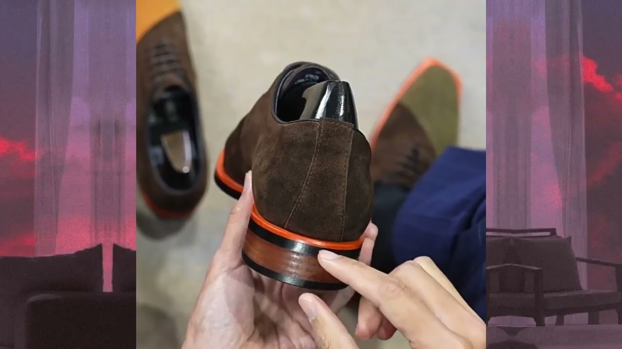 Men's Two-Tone Suede Dress Shoes - Italian-Style Contrast Brown Oxfords for Formal & Casual Wear