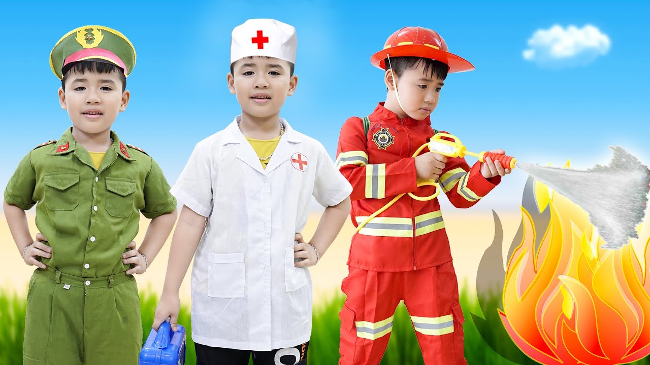Ước Mơ Làm Bác Sĩ, Cảnh Sát, Lính Cứu Hỏa Giúp Đỡ Mọi Người ♥ Minh Khoa TV