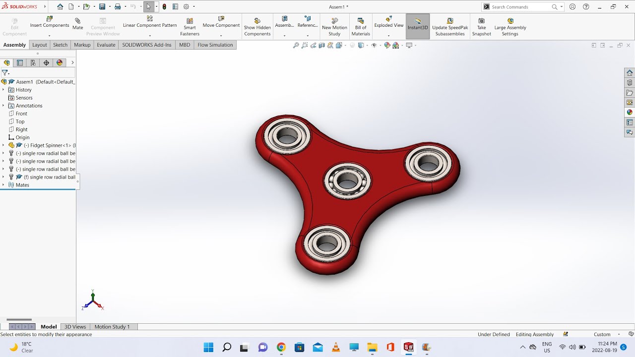 Проектирование Fidget Spinner в SolidWorks | Учебные пособия по SolidWorks для начинающих