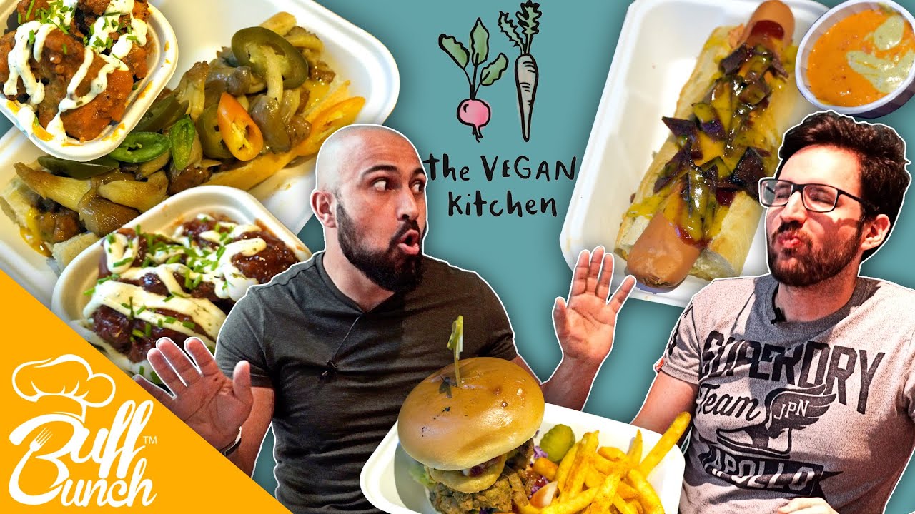 😍TRYING VEGAN FOOD FOR THE FIRST TIME. Vegan Kitchen - Vegan Cuisine - (Birmingham UK) [BUFFLUNCH]