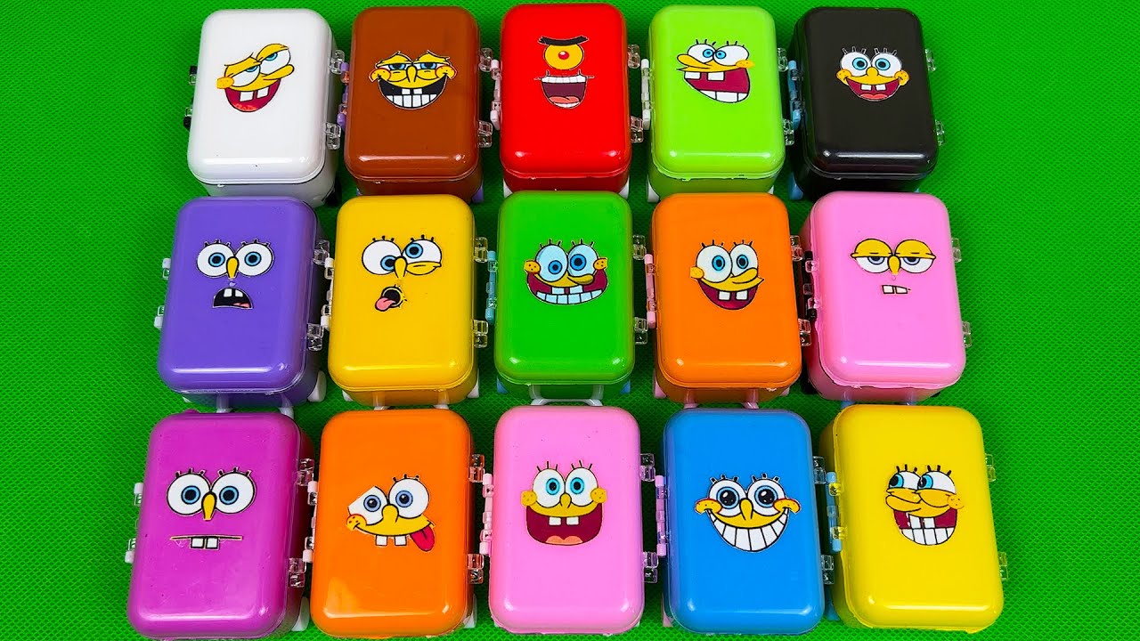 Spongebob Squarepants - Looking SLIME With Mini Suitcase Coloring Mix! Most Satisfying Slime GARY