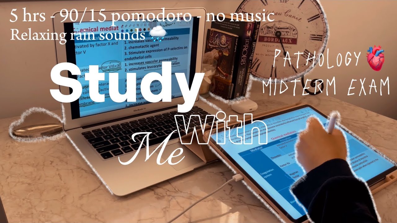 Study with me PATHOLOGY 5 hrs🫀🩺 | 90/15 pomodoro - MIDTERM exam - no music