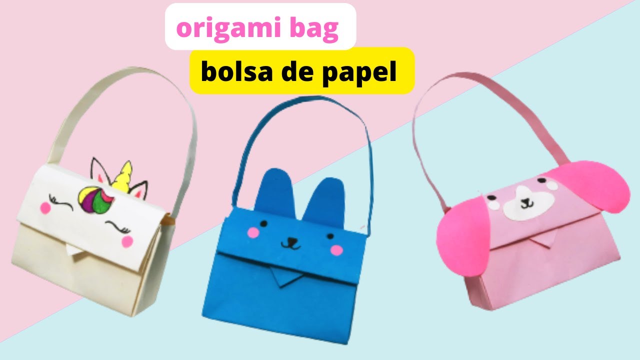 bolsa de papel unicornio, gato , cachorro | dobraduras de papel | origami | paper ideas