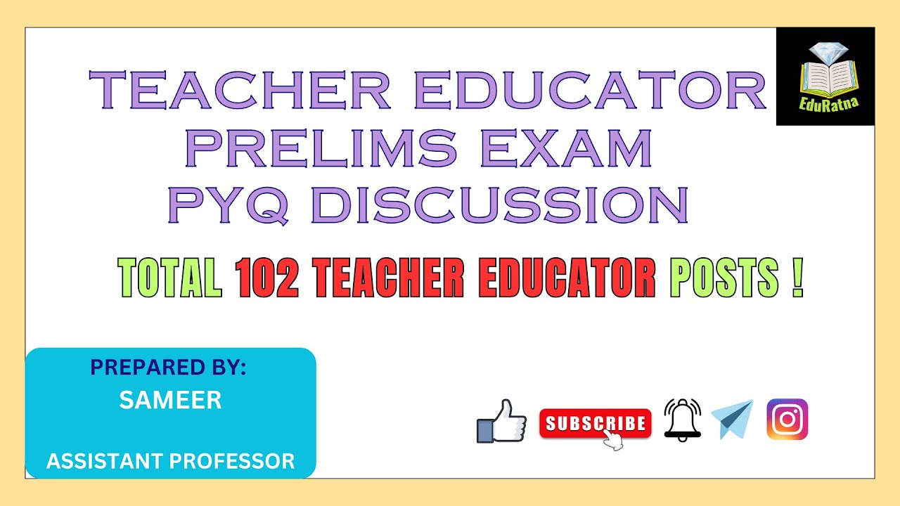 Preliminary Question Paper Discussion | Teacher Educator in DIET/TE & SCERT | OSSC | PYQs Discussion