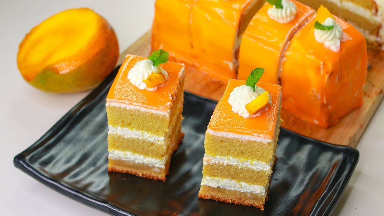 Mango Pastry | Eggless & Without Oven | Mango Slice Cake Recipe | Eggless Mango Cake | Yummy