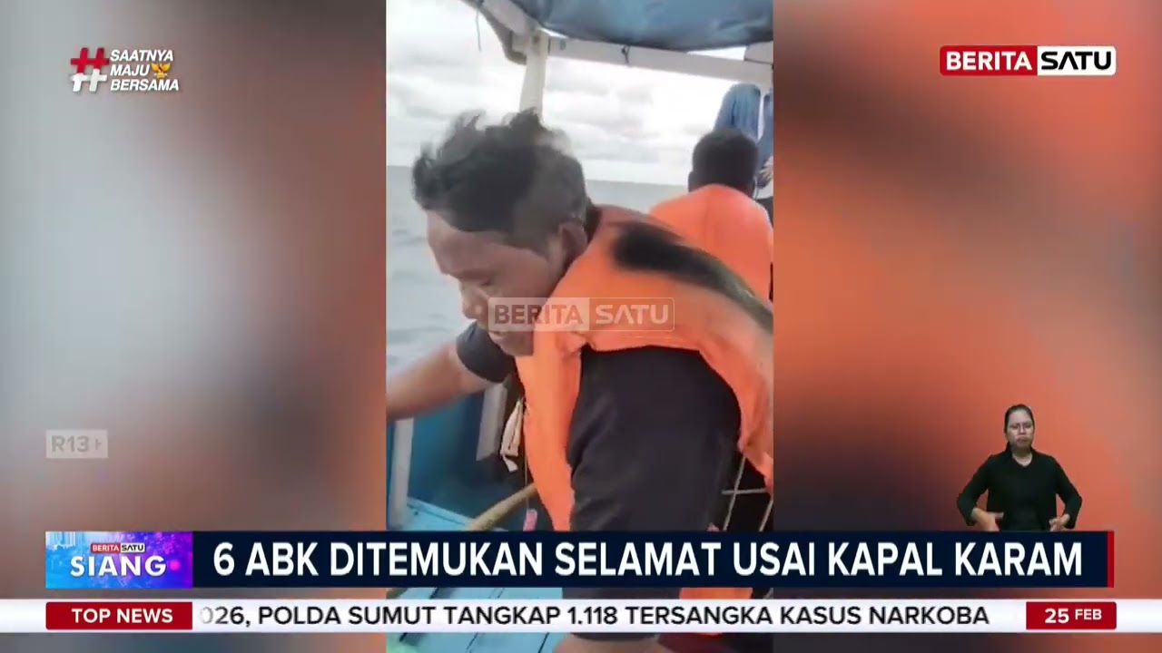 6 ABK Ditemukan Selamat Usai Kapal Karam