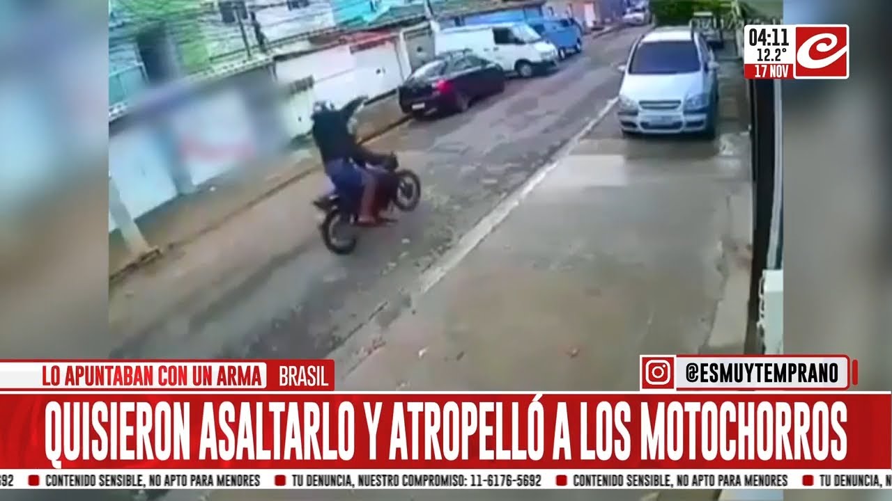 Automovilista atropell&oacute; y pas&oacute; por encima a motochorros que quisieron asaltarlo