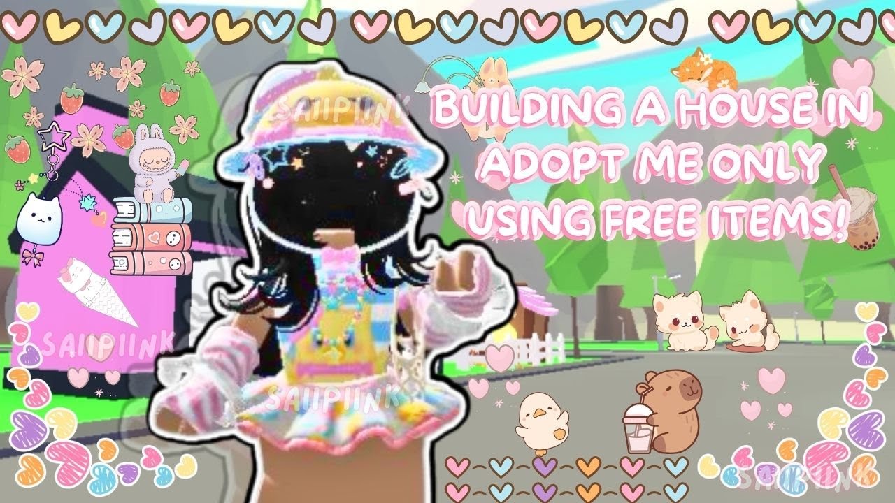 Building A House In Adopt Me ONLY USING FREE ITEMS! - Saiipiink