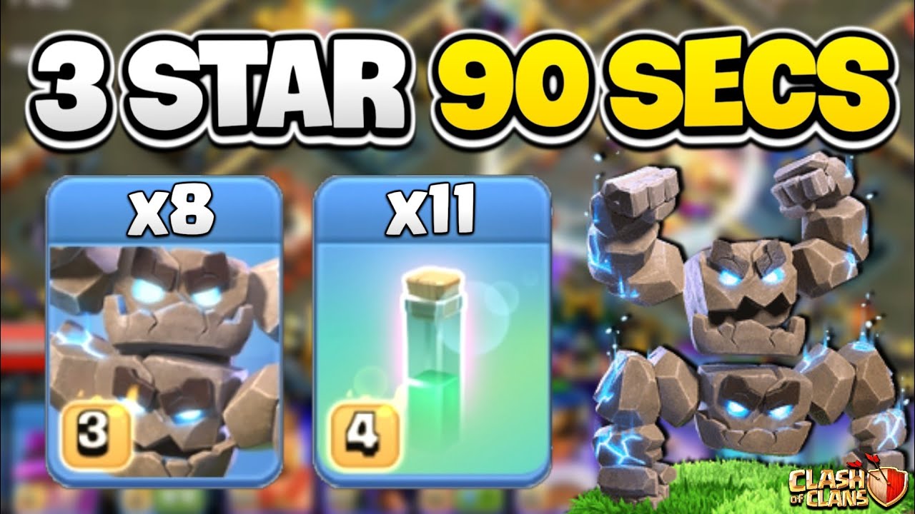 INSANELY POWERFUL 8 Meteor Golem + 11 Invis = Easy Th17 3 Star Attack Strategy 