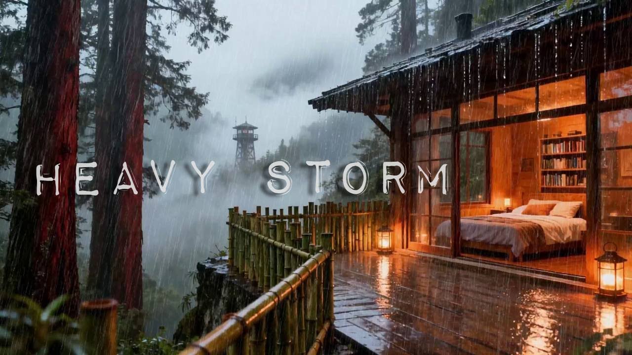 🔴 [Deep Calm] Heavy Forest Rainstorm in Bamboo Cabin for Deep Sleep and Total Mental Clarity ⛈️🌲