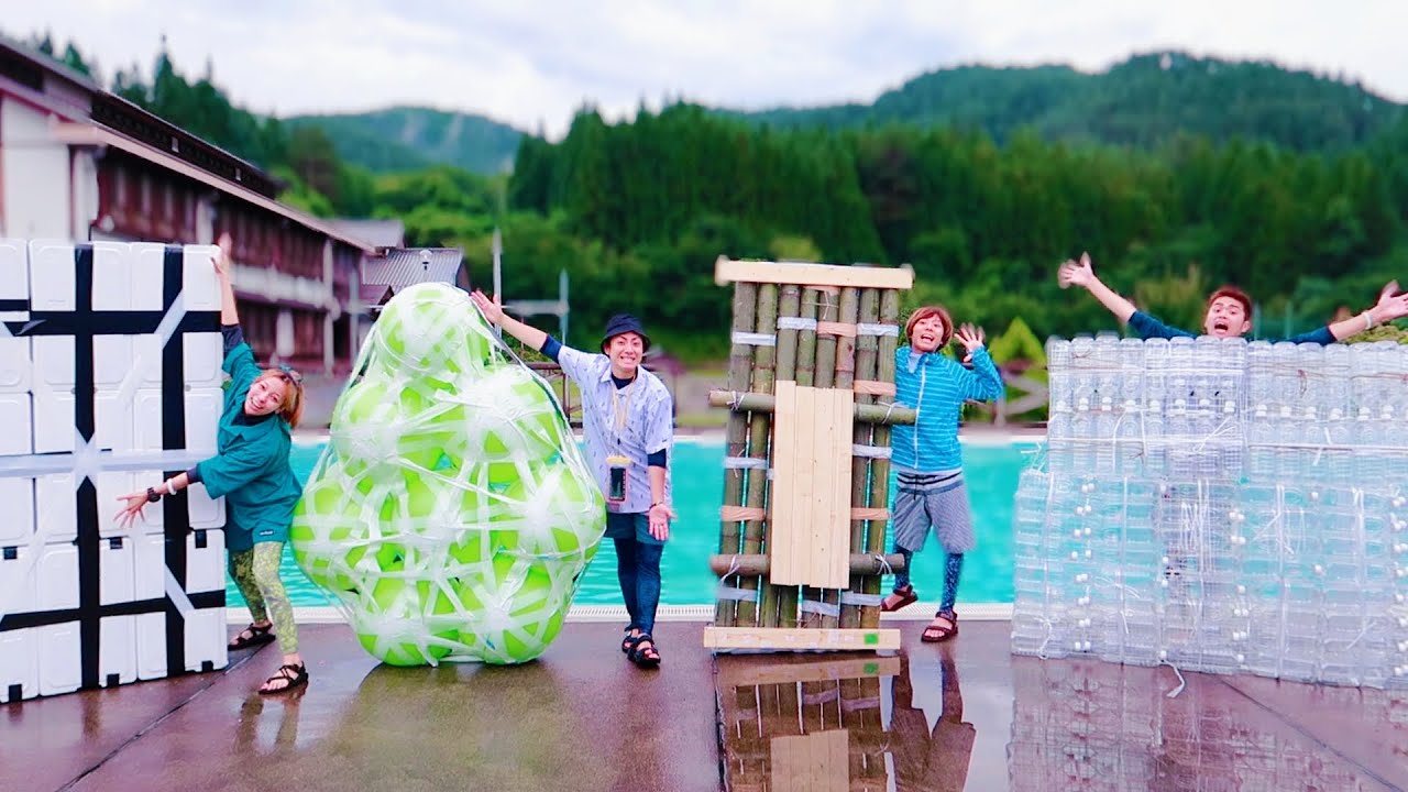 【24時間プールの上】”手作りの船” を皆んなで作ってくー！【メイキング映像】