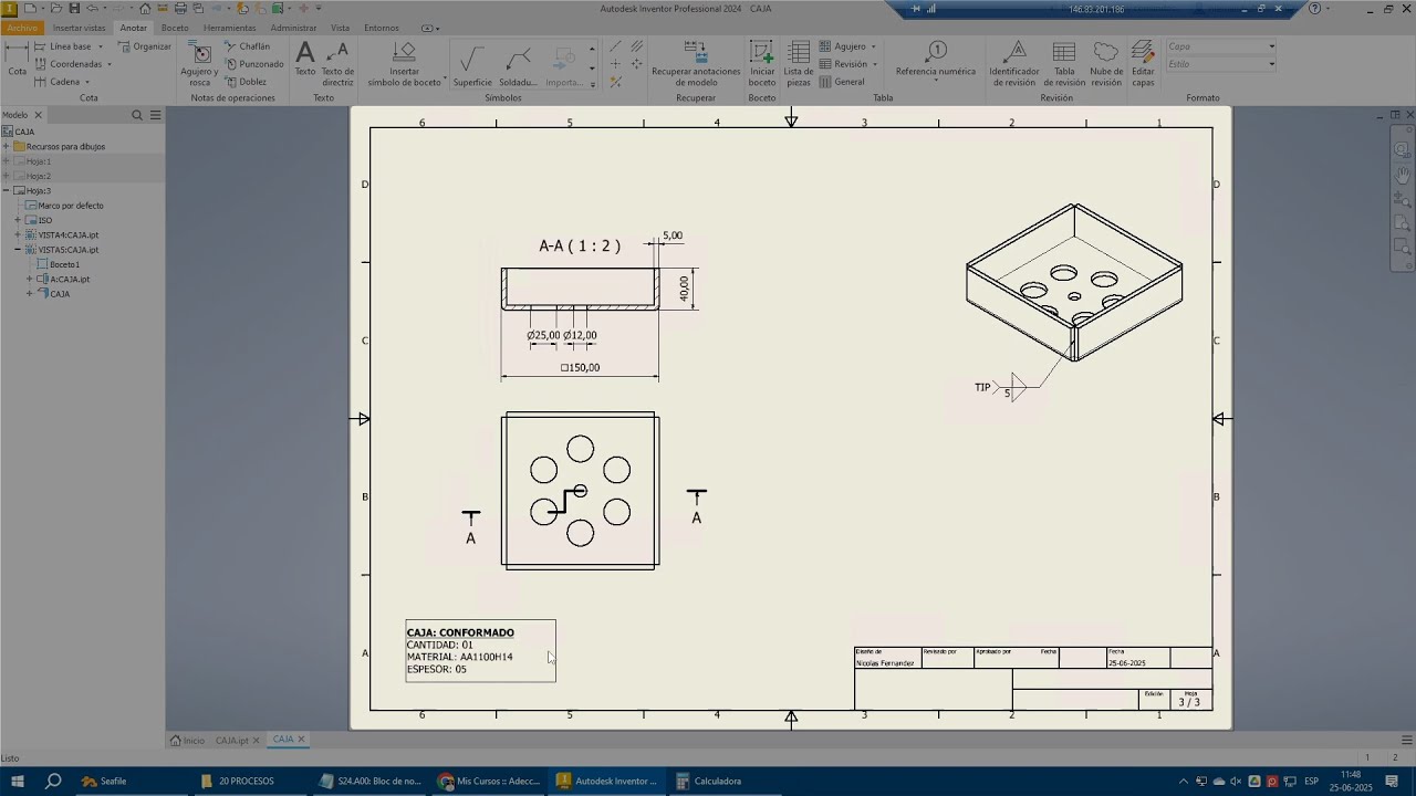 Taller: Chapa Metálica (Sheetmetal) (2025-1)