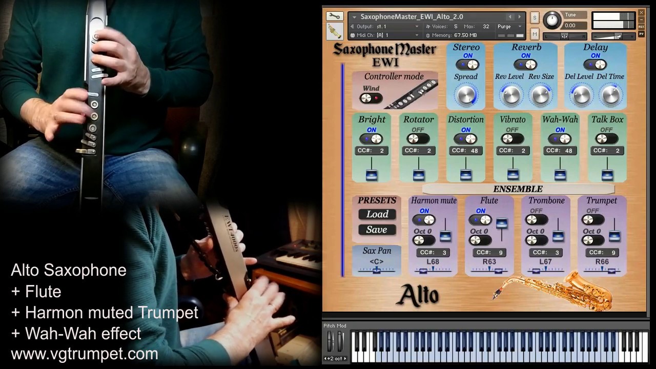 Jazz Alto Saxophone sound library. NI Kontakt instrument for AKAI EWI and wind controllers.
