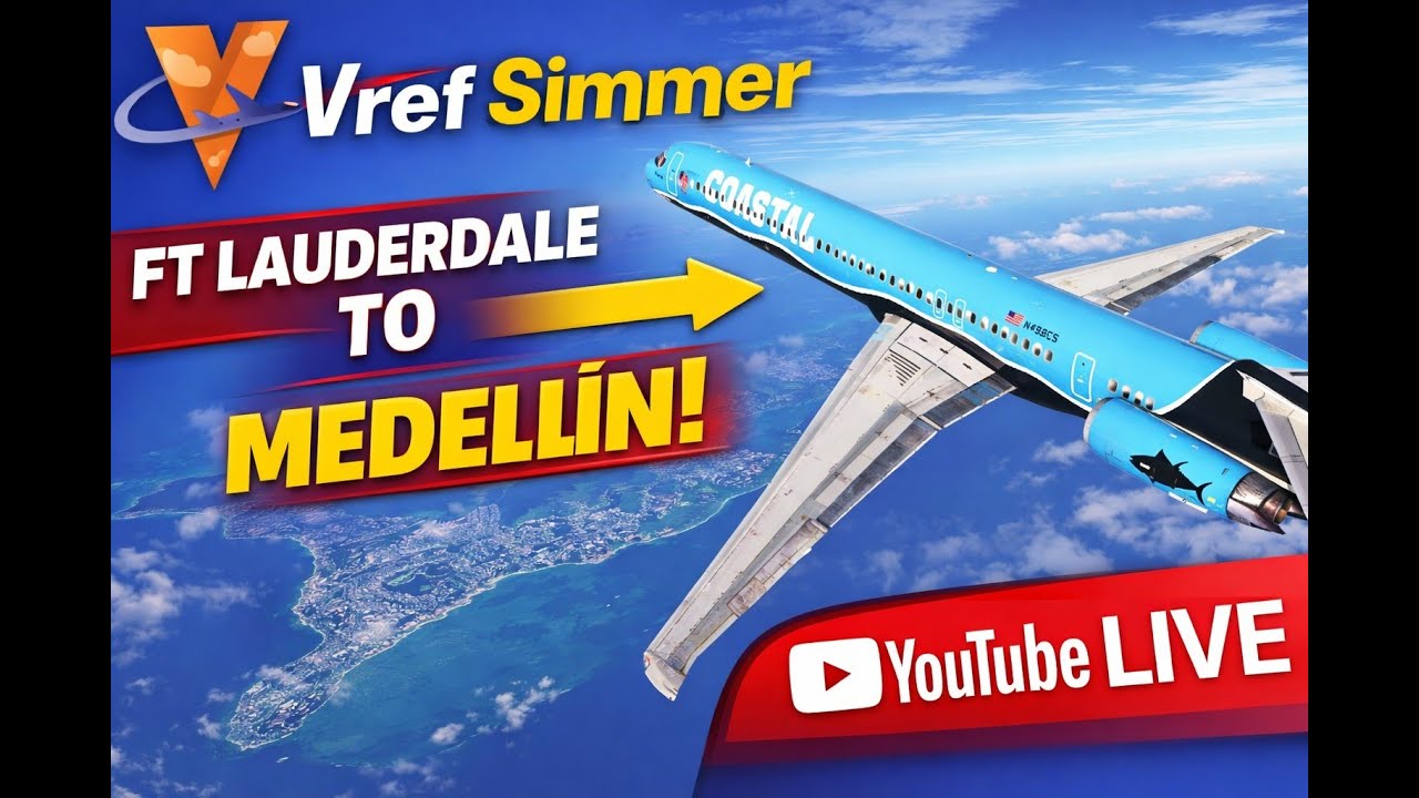 MSFS LIVE | MD-83 from KFLL to SKRG | Real-World Procedures