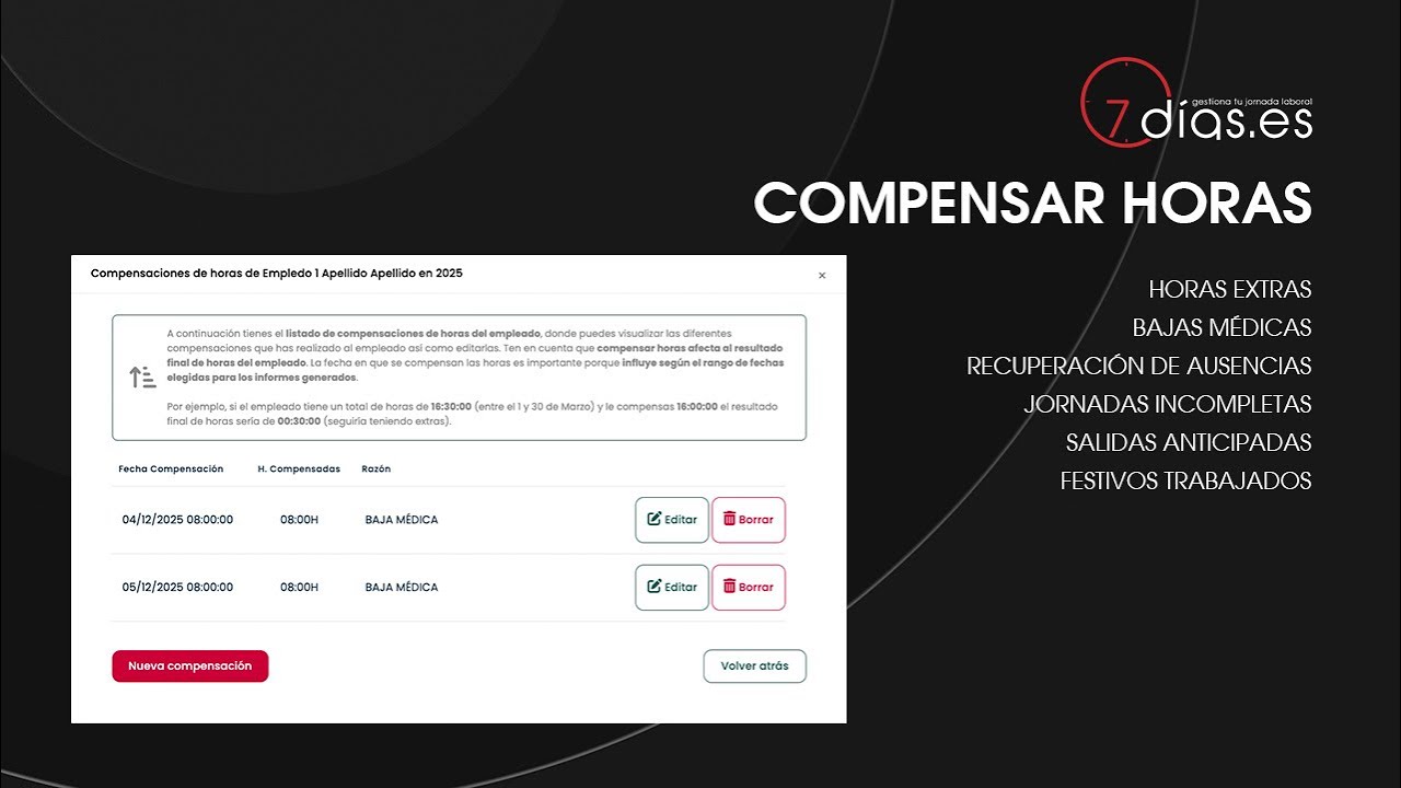 Cómo compensar horas en 7dias.es ! Tutorial Paso a Paso 2026