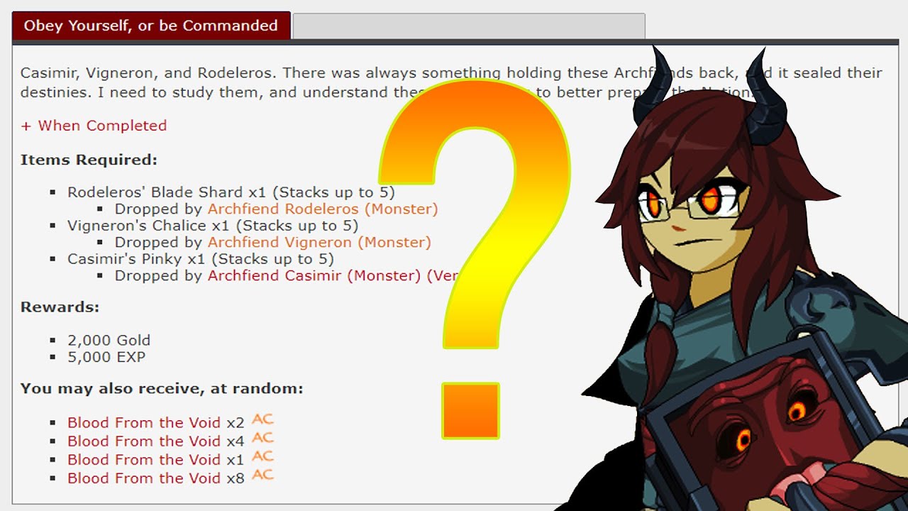 AQW NEW OBEY YOURSELF, OR BE COMMANDED QUEST l BLOOD FROM THE VOID /JOIN TERCESINVASION