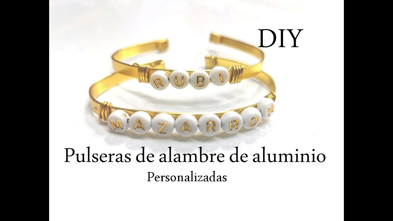 Diy. Brazalete de alambre de aluminio con nombre.