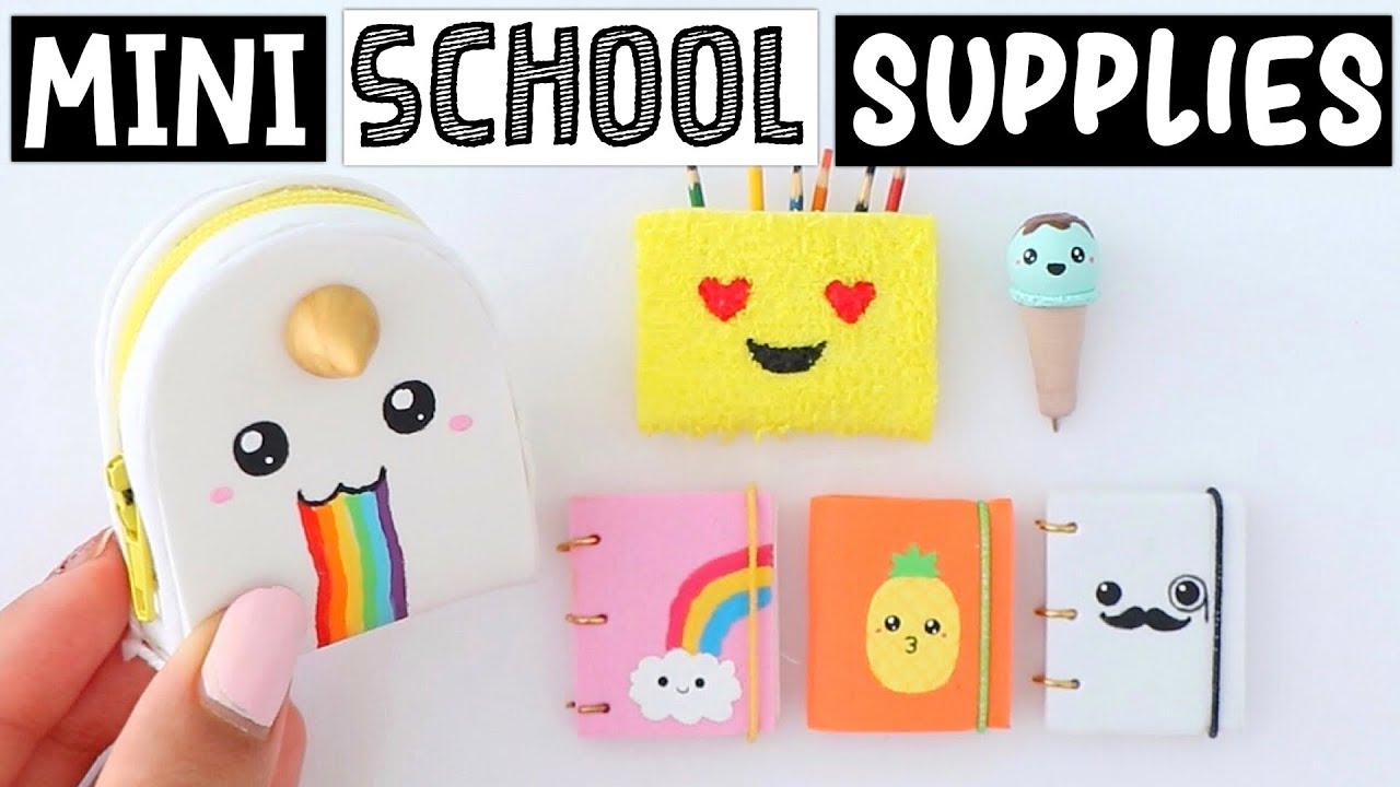 4 DIY REAL MINIATURE SCHOOL SUPPLIES! Slime Notebook, Unicorn Backpack & MORE!