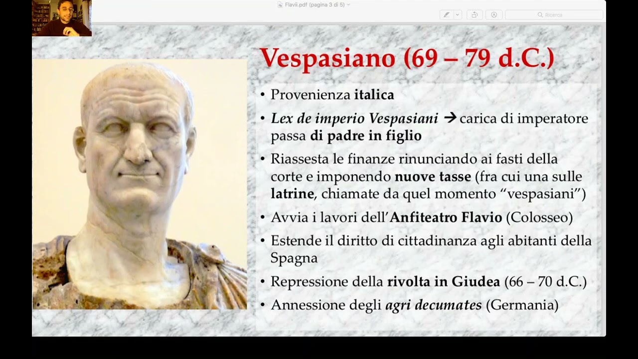 STORIA ROMANA - LA DINASTIA DEI FLAVI (Vespasiano, Tito, Domiziano