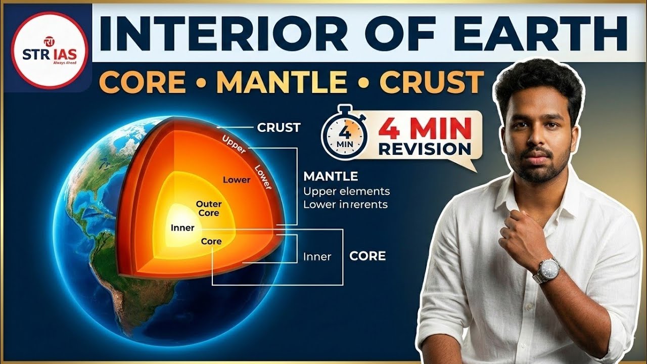 Title: Geomorphology: Revise entire Interior of Earth in 4 minutes with key static portion details.