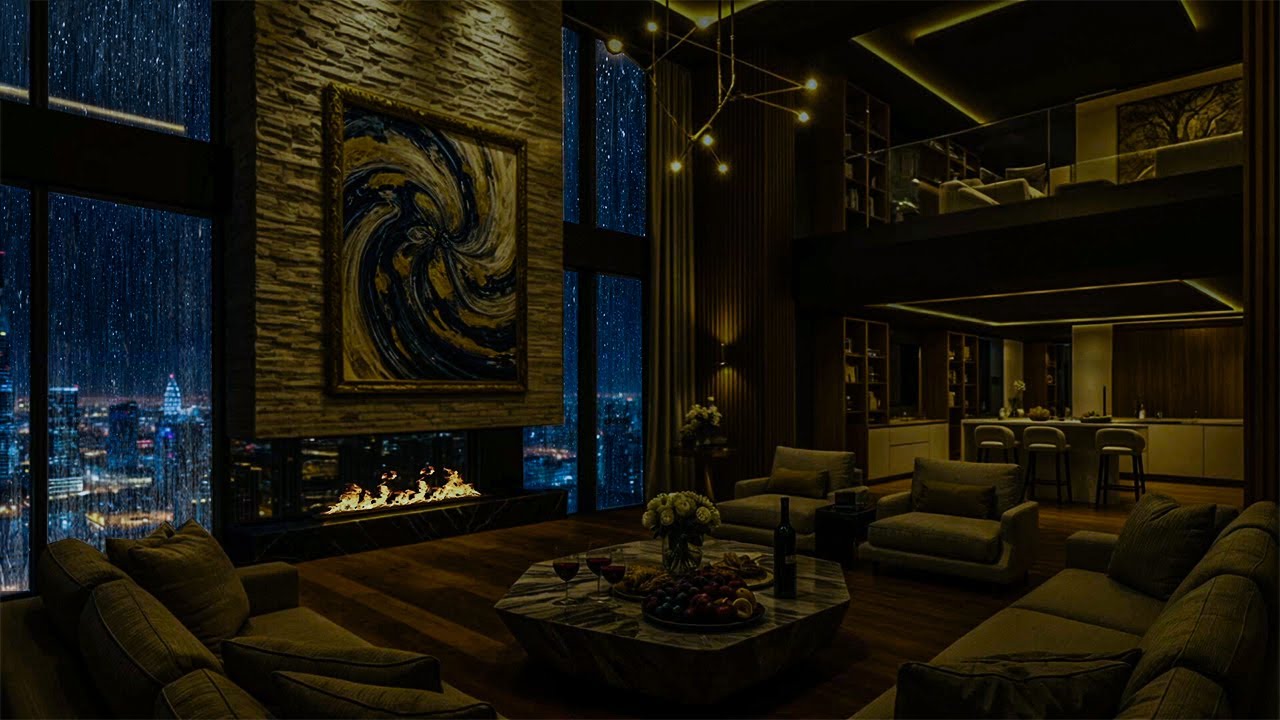 Deep Sleep Tonight 🌧️ Heavy Rain & Cozy Fireplace Sounds for Insomnia Relief and Full Night Rest 😴