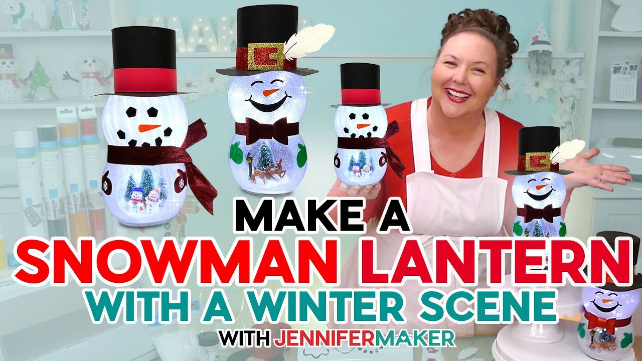Put A Snowglobe Scene In A Dollar Tree Snowman Lantern!