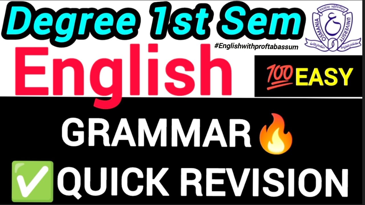 🎯Degree 1st Sem Last Minute Grammar!|All Topics Covered for Exam in💯One Video in🕒19 Mins| Score High