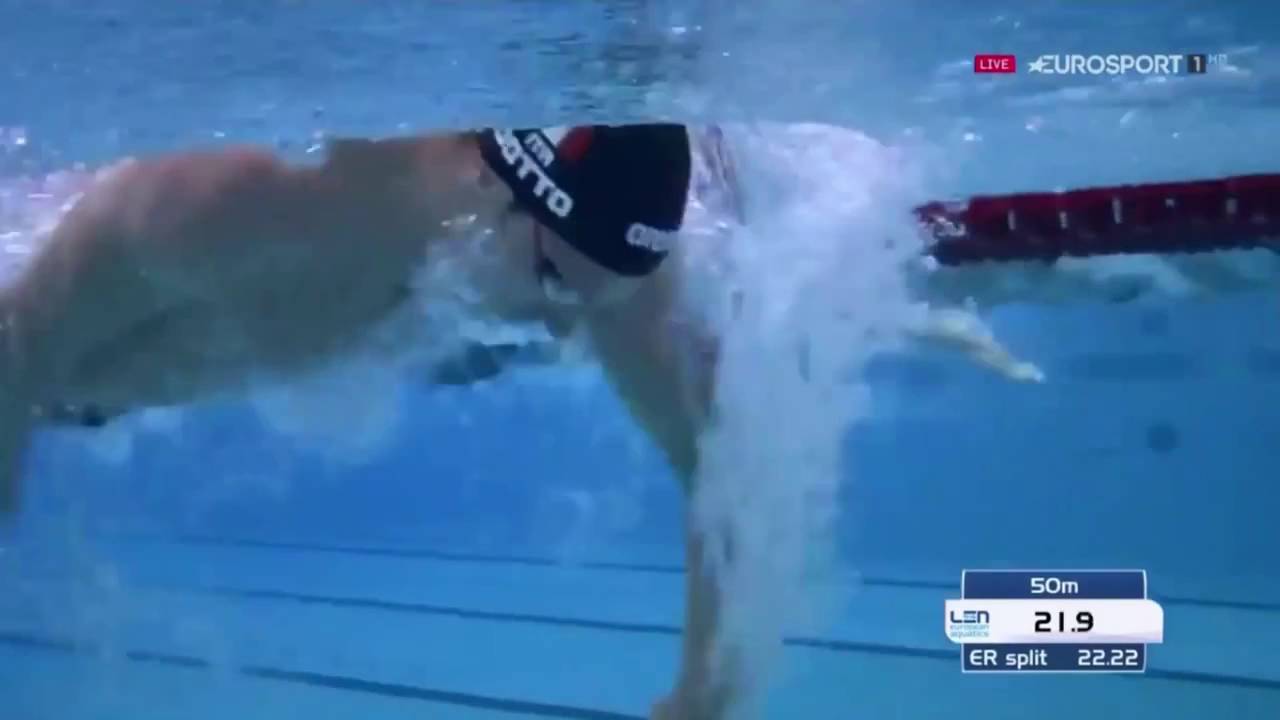 Luca Dotto Wins Men's 100m Freestyle Final LEN European Swimming Championships London 2016