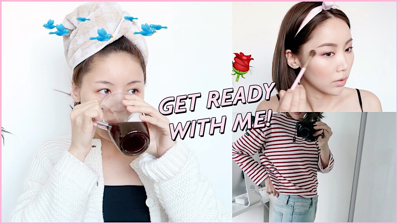25분 GRWM☕️ 단발머리 고데기, 데님팬츠, 메이크업 같이 준비해요! | kinda cool