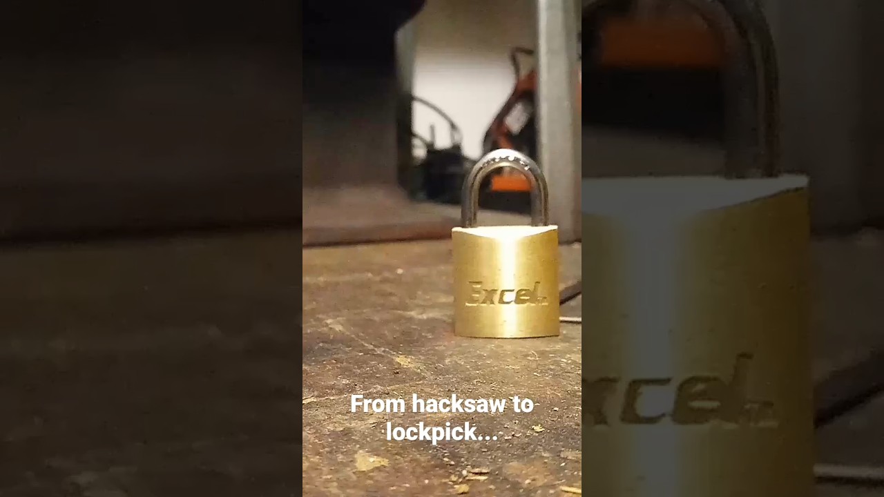 Padlock raked open using DIY lockpicks