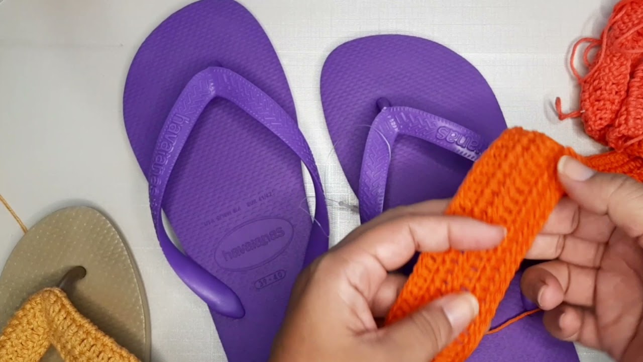 Chinelo com crochê