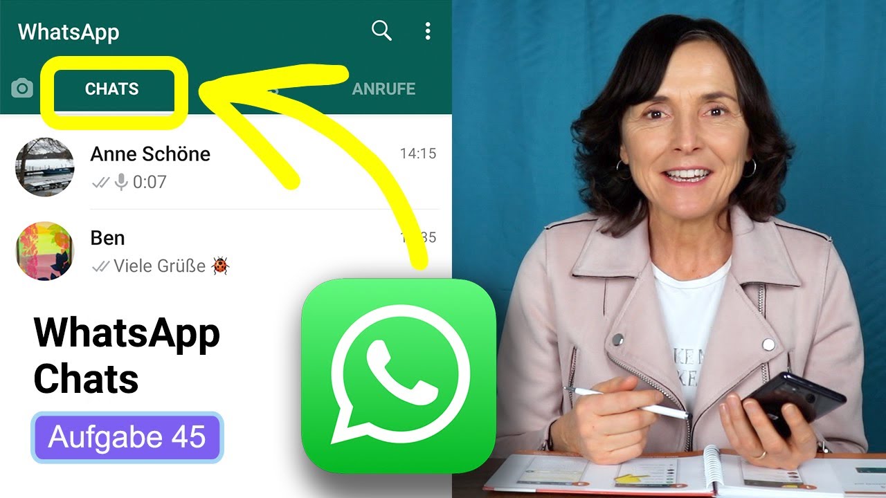 WhatsApp Nachrichten schreiben über Chats. Smartphonekurs mit dem Samsung Teil 45.