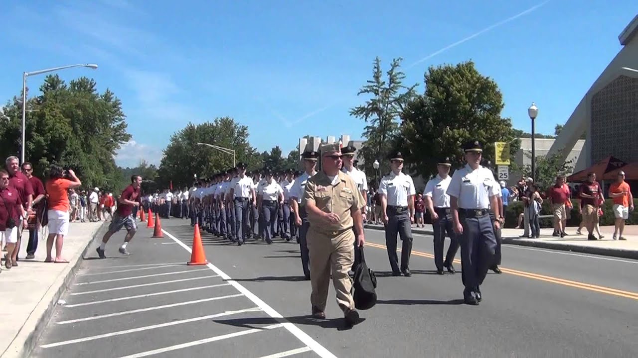 Virginia Tech Corp of Cadets March in for Football Game