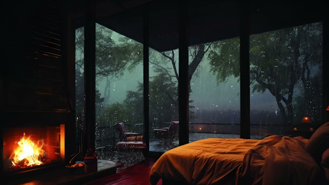8 Hours Rain Sounds for Sleep 🌧️ Dark Screen After 15 Minutes (4K TV Friendly)