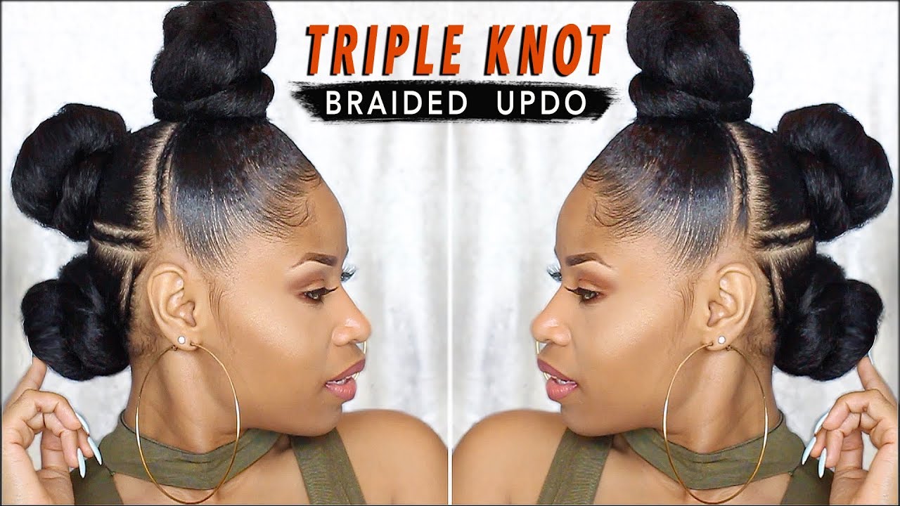 EDGY TRIPLE-KNOT BRAIDED UPDO ➟ natural hair tutorial