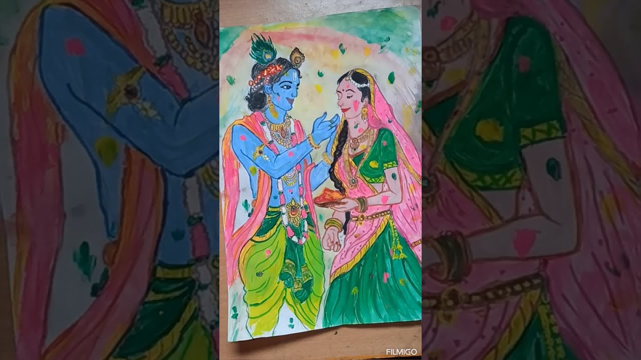 Radha Krishna 🙏 playing Holi#drawing #pencildrawing #draw #art #sketch #radhakrishna 🙏