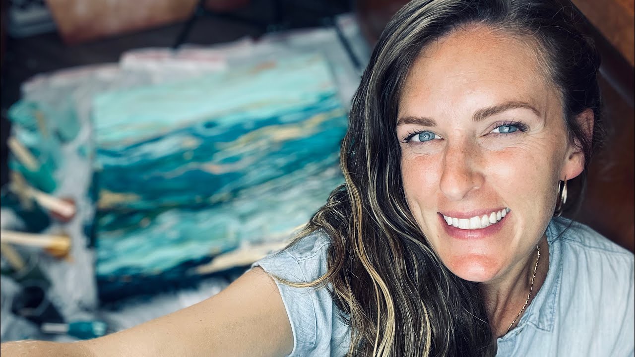 FINALE TIME! Big Canvas Pour, Foresty-Ocean Palette. Live Painting…Pressure’s On!
