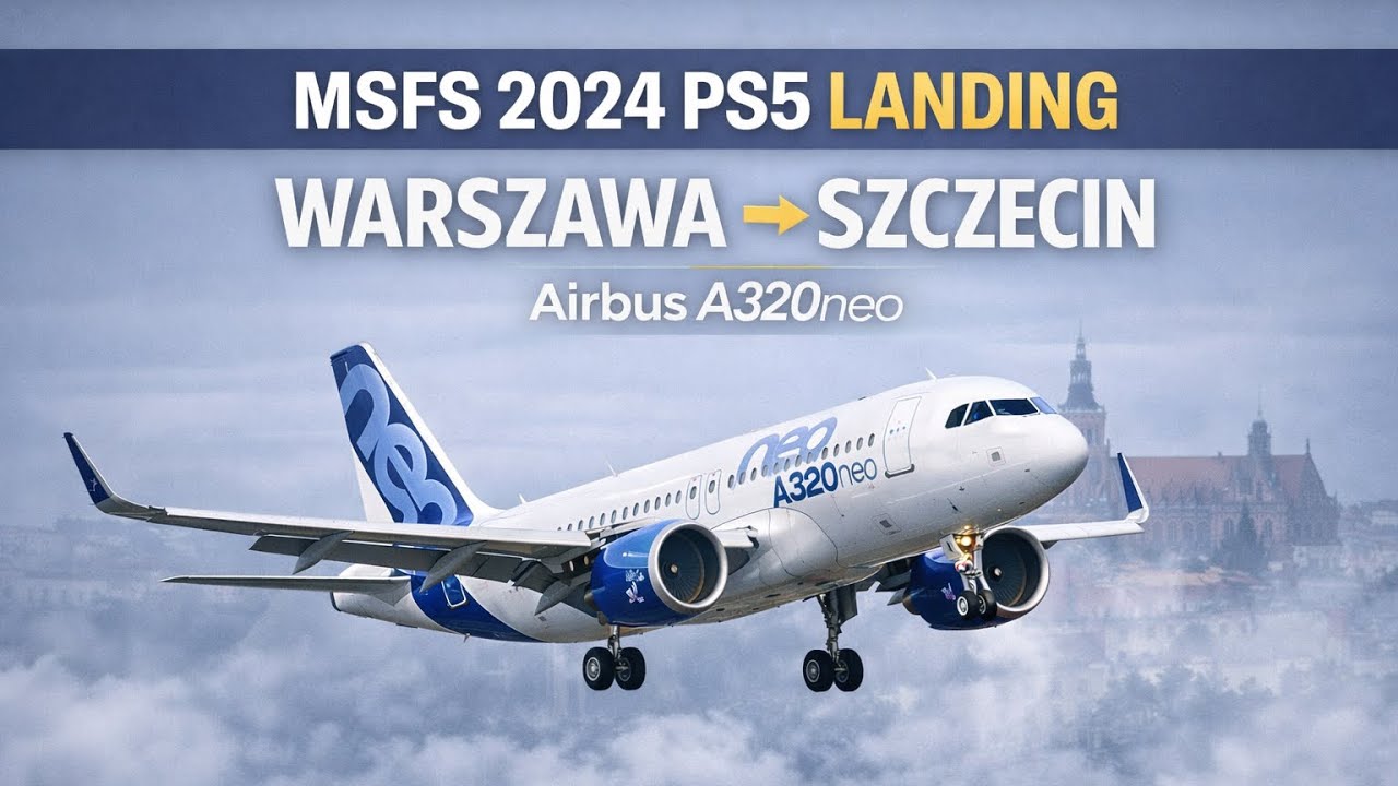 MSFS 2024 PS5 Landing | Warsaw (EPWA) 🇵🇱 → Szczecin (EPSC) 🇵🇱 | Airbus A320neo Manual Landing